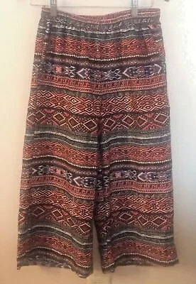 Terranova Tribal Print Wide Leg Crop Pants Womens Size M Capri Boho EUC • $10.57