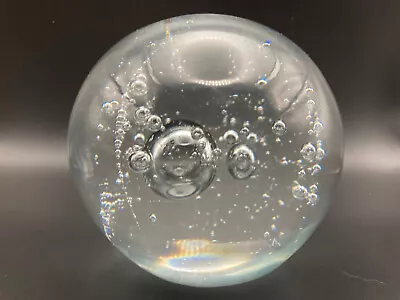 Vintage Paperweight Clear Art Glass Orb Sphere Random Bubbles (Crystal Ball) • $24.99