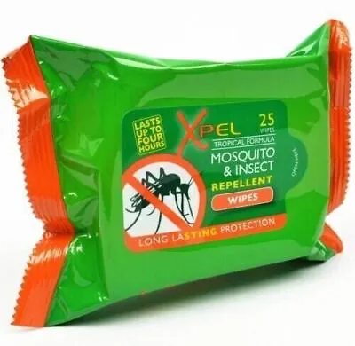 XPEL Mosquito & Insect Repellent Wipes Long Lasting Protection 25 Wipes Holiday • £17.49