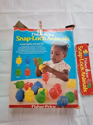 Fisher Price Snap Lock Beads Set 28 Animals Toys VTG 1984 Bird Bear Turtle Dog  • $17.19