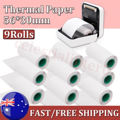 $18.99 • Buy 9Rolls Thermal Paper Roll 56*30mm Adhesive Sticker Labels For Peripage Paperang