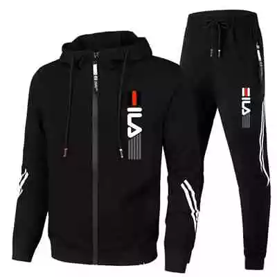 Men Tracksuit Zipper Hoodies+Sweatpants 2-Piece Autumn Winter Male Daily Casual • $44.42