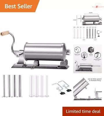 Premium Stainless Steel Sausage Stuffer With 8 Tubes - Effortless Homemade Sa... • $115.99