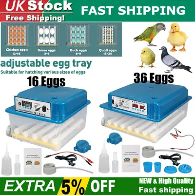 16/36Pcs Egg Incubator Smart Fully Automatic Chicken Duck Egg Turner Hatcher NEW • £44.21