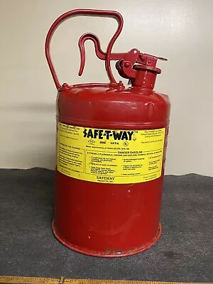 Vintage Safe-t-way 2 Gallon Metal Gas Can Spring Latch Red Never Used Clean! • $70
