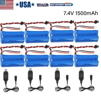 7.4V 1500mAh Lipo Battery SM Plug Battery With USB Charger For RC Car Boat USA • $42.14