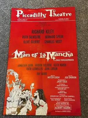 1970s Piccadilly Theatre Poster Man Of La Mancha Richard Kiley Ruth Silvestre • $37.29