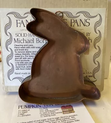 VINTAGE Michael Bonne Signed Bunny Copper FANCY LOAF CAKE PAN Easter NIB RARE'95 • $195.95