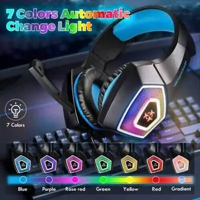 Gaming Headset For Xbox One PS4 PS5 Nintendo Switch PC 3.5mm Mic Headphones LED • $39.78