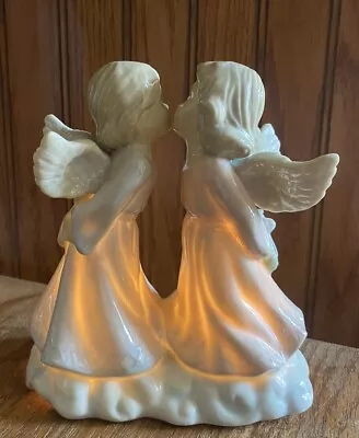 Vintage Porcelain Angels Kissing Lamp Night Light 6x6” • $19.99