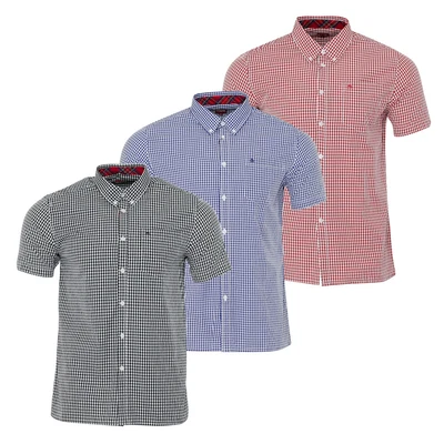 £37.95 • Buy Mens Merc London Classic Gingham Terry Short Sleeve Mod Shirt
