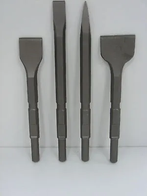 Set Of 4 Breaker Steels KANGO K900/950 – Point +Chisel +2 Wide Chisels 50 &75mm • £48.98