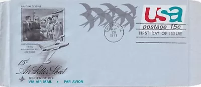 STAMP US SCOTT UC44  Birds In Flight  15 CENT 1971 AIR MAIL FOLDED FDC FAULT - C • $0.99