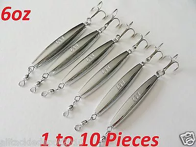 1 To 10 Pieces 6oz Diamond Jigs Chrome Saltwater Fishing Lures - Select Qty • $16.99