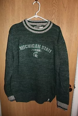 Ncaa Michigan State Spartans Men's (l) Work Sock Crew Neck Bruzer Sweater *nwt* • $32.99