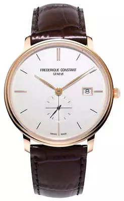 Frederique Constant Slimline Rose Gold PVD Brown Leather Mens Watch FC-245V5S4 • $599