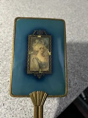 Antique  Marie Antoinette  Hand Held Gold Tone Rectangular Boudoir Vanity Mirror • $20.99