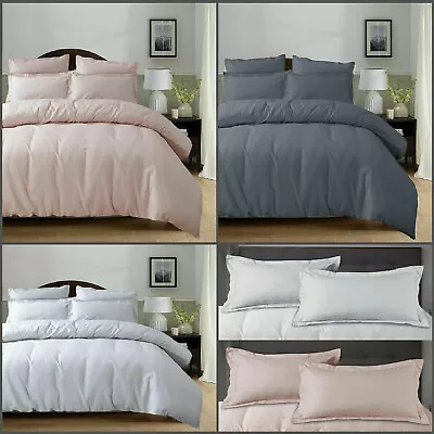 Modern 100% Cotton Bedding Waffle Duvet Set With Quilt Cover & Pillow Cases • £17.99