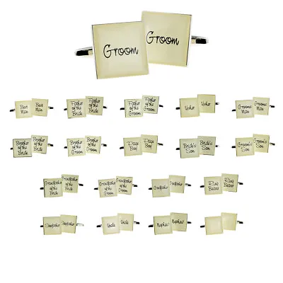 IVORY Square Wedding Script Cufflinks In Various Roles Boxed X2BOCW004 • £5.99