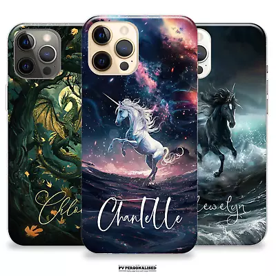 Personalised Phone Case Unicorn Dragon Name Silicone Cover For IPhone 15 13 11 • £6.99