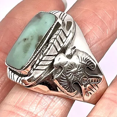 Navajo Thunderbird Turquoise Mens Ring Sz 11 Sterling Unsigned David Lopez • $179.94