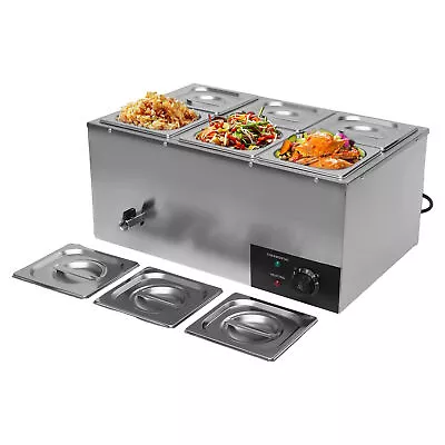 1SET /6 Pan Commercial Food Warmer 1200W Electric Steam Table • $163.64