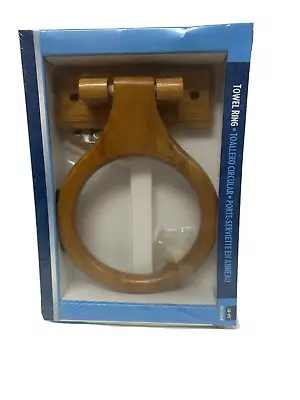 VTG Solid Oak Towel Ring Hardware Included Sealed NEW • £21.72