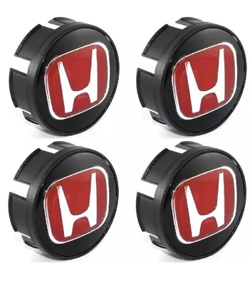 HONDA CIVIC FIT Set Of 4 JDM Red H Wheel Center Caps Hubs Cover Cap 58mm 2 1/4 • $29.95