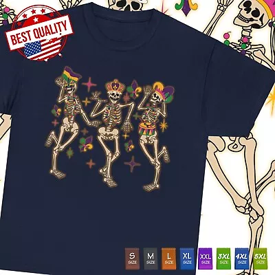 Mardi Gras Skeleton Of Kings T Shirt  Carnival Holiday Women Men Funny Tee Party • $17.85