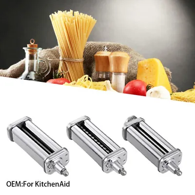 £37.99 • Buy Stainless Steel Pasta Roller & Cutter Set Attachment For KitchenAid Stand Mixers