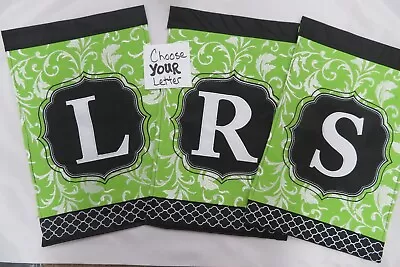 Monogram / CHOOSE LETTER Initial LIME & Black Every Day Applique Garden Flag • $15.75