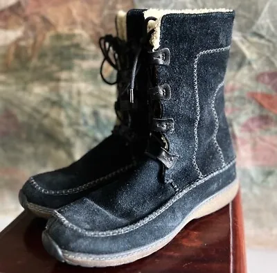 Timberland Fauna Suede Lace Up Fleece Lined Moccasin Winter Boots Size 9 • $53