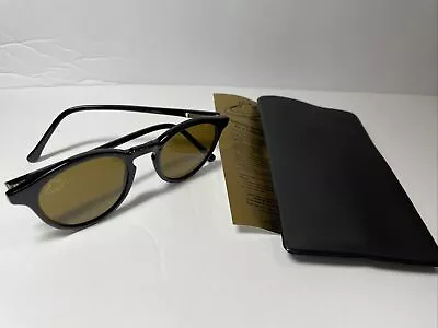 Solar Specs SS7010 Black Tart Style Round Sunglasses Brown Lens Designer Retro • $12