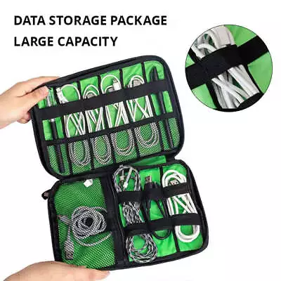 Usb Data Cable Charger Plug Storage Bag Organizer • £10.79