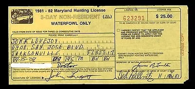 1981 Maryland 3 Day Non Res. License W/ State & Federal Stamp - Vf  (esp#7876)  • $9.97