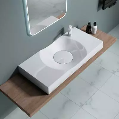 £129.85 • Buy Bathroom Wash Basin Stone Resin Rectangle Counter Top Wall Hung  L/R Tap Hole