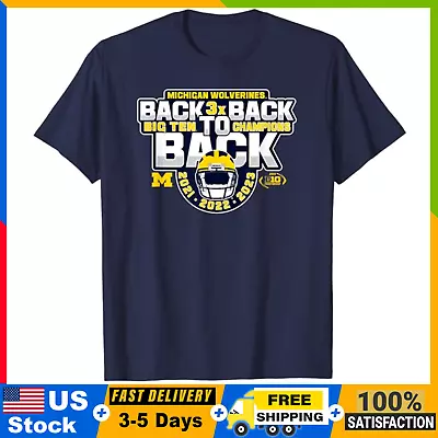 Michigan Wolverines Big Ten Champs 2023 Football Back3xBack T-Shirt Sizes S-5XL • $19.54
