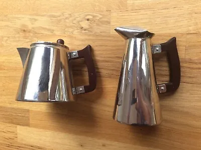 Vintage Art Deco Steel Tea Pot Jug Set Bakelite Handles Stylish Design Original  • £37