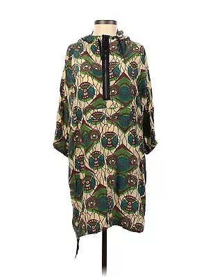 2012 MARNI At H&M Hooded Green Silk Print Dress Anorak Parka Style - US 2 • $40