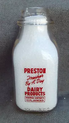 Vintage 1949 Preston Dairy 1/3 Quart Acl Pyro Milk Bottle Burkburnett Texas • $39.99