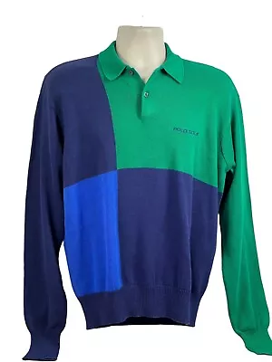 Vintage Polo Golf By Ralph Lauren Mens Sz M Knit Sweater Color Block 90s • $79.99