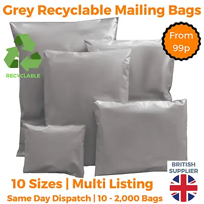 GREY Postal Bags Packaging Poly Parcel Mailing Packing Postage Sacks Self Seal • £172.72