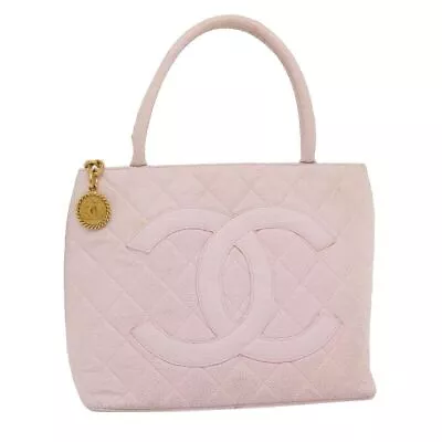 CHANEL COCO Mark Tote Bag Cotton Pink CC Auth 29713A • $3979.76