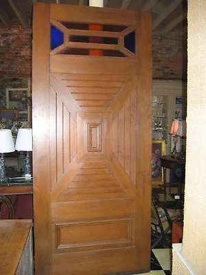 Antique Arts And Crafts Door- 95 H X 42 W. Pattern Wood Design On Front And Back • $3000