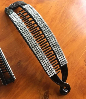 £2.99 • Buy Diamante Detail Fish Grip Banana Clip Hair Clip.Black.