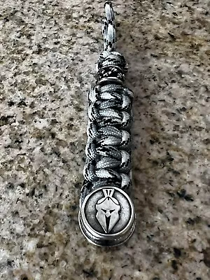 Silver Metal Spartan 300 Helmet Bead Braided Three Color Paracord Pocket Pal! • $15