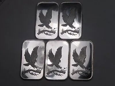 5 Vintage SilverTowne 1 Troy Oz .999 Silver Bars  Landing Eagle . #11 • $290.50