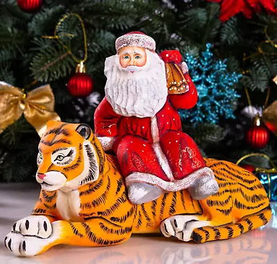 Wooden Carved Santa Claus Figurine 11  Russian Santa Ded Moroz MADE IN UKRAINE • £192.04