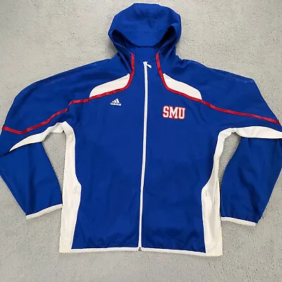 SMU Mustangs Jacket Mens XL Blue Adidas Full Zip Track Lightweight Hoodie Hooded • $22.22