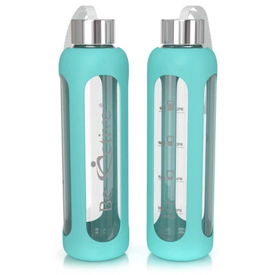 £12.99 • Buy BE ACTIVE GLASS WATER BOTTLE Green 1 Litre